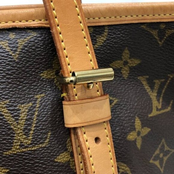 Louis Vuitton Brown and Tan Monogram Bucket GM Tote - Picture 12 of 13